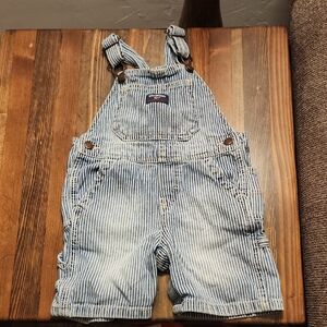 OshKosh B'gosh Blue and White Striped Overalls Shorts 24 Month